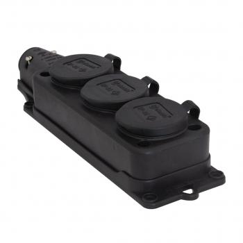 Preview: Schutzkontakt 3-Fach Steckdosenleiste IP44 (Schwarz)